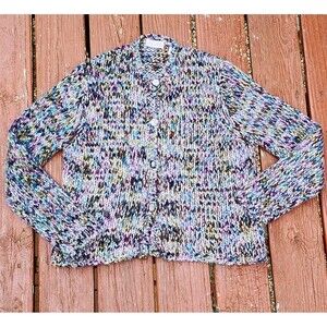 Marsh Landing Thick‎ Knit Wool Blend Button Sweater Cardigan, Size Large